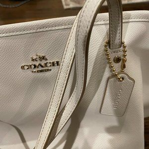 Coach Shoulder Bag, Womens, White and Gold